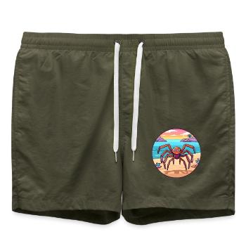 Spinne Aquarell Cartoon Kawaii Clipart Tier - Badeshorts - Olive - Vorne - AI Model Male 185 light (185cm)