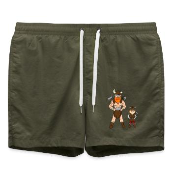 Viking Father Son - Badeshorts - Olive - Vorne - AI Model Male 185 light (185cm)