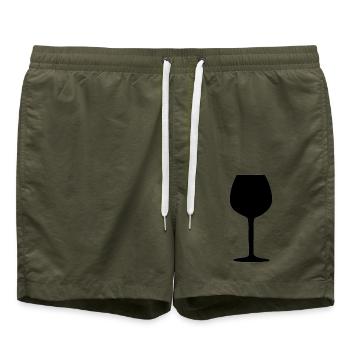 Wine Glass Black Grapevine Wine Gift - Swim Trunks - olive - Front - AI Model Male 185 light (185cm)