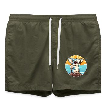 Zucker Gleiter Aquarell Karikatur Kawaii Clipart Haustier - Badeshorts - Olive - Vorne - AI Model Male 185 light (185cm)