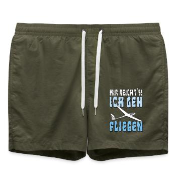 mir reichts ich geh fliegen - Badeshorts - Olive - Vorne - AI Model Male 185 light (185cm)