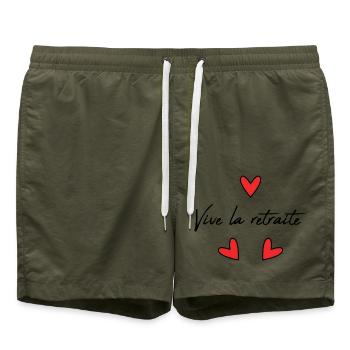 RETIREMENT. RETIREMENT. RETIRED. RETIREMENT - Swim Trunks - olive - Front - AI Model Male 185 light (185cm)