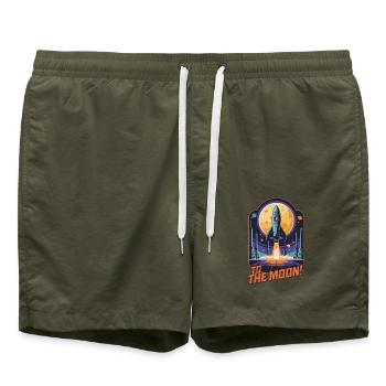 To The Moon - Swim Trunks - olive - Front - AI Model Male 185 light (185cm)
