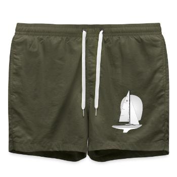 H Boot Riss - Badeshorts - Olive - Vorne - AI Model Male 185 light (185cm)