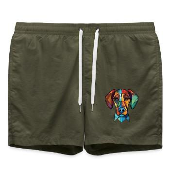 Cao De Castro Laboreiro Hunderasse Aquarellglas - Badeshorts - Olive - Vorne - AI Model Male 185 light (185cm)