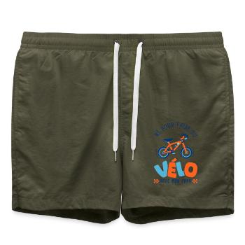 Né pour faire du vélo avec papa – Body Bébé Bio - Short de bain - vert olive - Devant - AI Model Male 185 light (185cm)