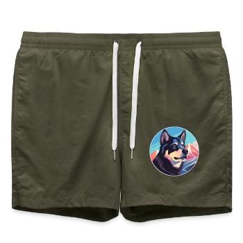 Südrussische Ovcharka Hunderasse Cartoon Kawaii Wa - Badeshorts - Olive - Vorne - AI Model Male 185 light (185cm)