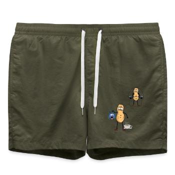 Peanut Morning Grouch Early Bird Bodybuilder - Swim Trunks - olive - Front - AI Model Male 185 light (185cm)