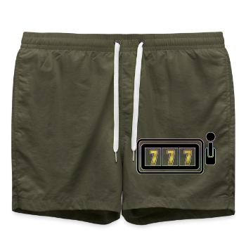 Spielautomat mit Jackpot (777) - Badeshorts - Olive - Vorne - AI Model Male 185 light (185cm)