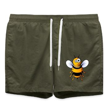 Comic Biene - Badeshorts - Olive - Vorne - AI Model Male 185 light (185cm)