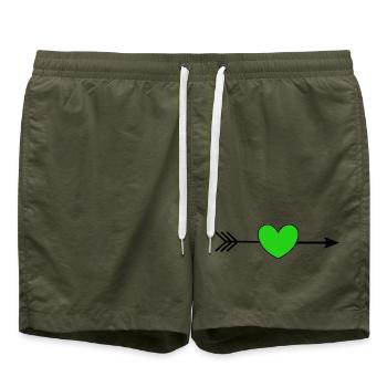 grünes Herz mit Pfeil Herzen grün Paare - Badeshorts - Olive - Vorne - AI Model Male 185 light (185cm)