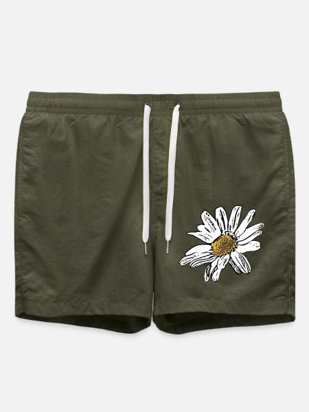 Retro Gänseblümchen Blume Weihnachts Geschenk - Badeshorts - Olive