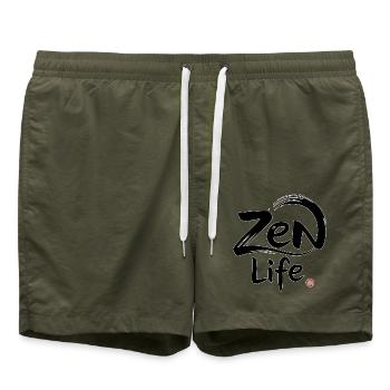 Zen-Leben: Frieden und Gleichgewicht - Badeshorts - Olive - Vorne - AI Model Male 185 light (185cm)