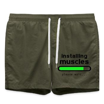 Aufbau von Muskeln - Badeshorts - Olive - Vorne - AI Model Male 185 light (185cm)