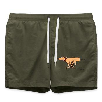 Ein junger Windhund, der geboren wurde, um zu laufen - Badeshorts - Olive - Vorne - AI Model Male 185 light (185cm)
