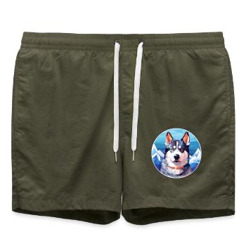 Cao De Seo Miguel Hunderasse Cartoon Kawaii Waterco - Badeshorts - Olive - Vorne - AI Model Male 185 light (185cm)