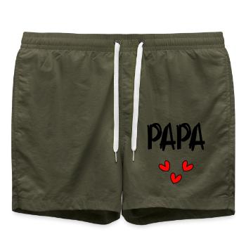 VATERTAG. ALLES GUTE ZUM GEBURTSTAG, PAPA. PAPA. ALLES GUTE ZUM GEBURTSTAG! - Badeshorts - Olive - Vorne - AI Model Male 185 light (185cm)