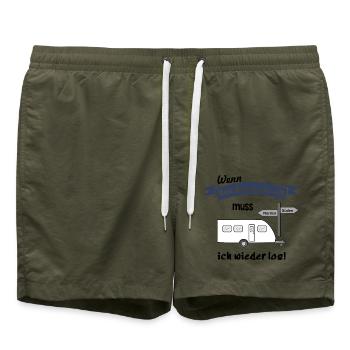 mein wohnwagen ruft - Badeshorts - Olive - Vorne - AI Model Male 185 light (185cm)