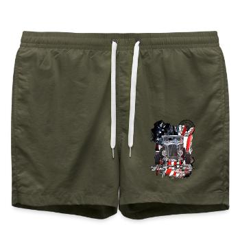 Vintager Stret Rot Americana - Badeshorts - Olive - Vorne - AI Model Male 185 light (185cm)