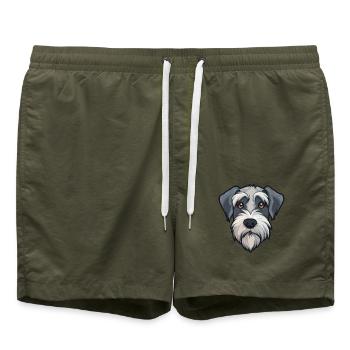 Mittelschnauzer Hunderasse Cartoon Kawaii Illustrat - Badeshorts - Olive - Vorne - AI Model Male 185 light (185cm)