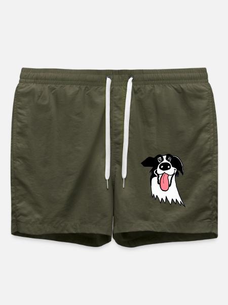 Border Collie mignon - Short de bain - vert olive