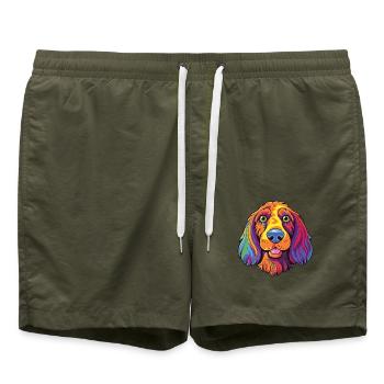 Armenische Gampr Hunderasse Karikatur Kawaii Illustrati - Badeshorts - Olive - Vorne - AI Model Male 185 light (185cm)