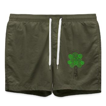 BAUM. NATUR. ÖKOLOGIE - Badeshorts - Olive - Vorne - AI Model Male 185 light (185cm)