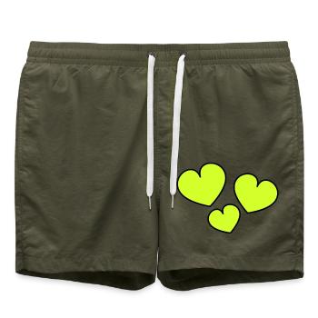 ICH LIEBE DICH. ICH LIEBE DICH. LIEBE. LIEBE. HERZ - Badeshorts - Olive - Vorne - AI Model Male 185 light (185cm)
