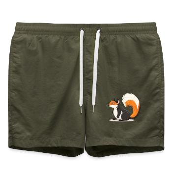 Stinktier buntes Aquarell Cartoon Kawaii Tier - Badeshorts - Olive - Vorne - AI Model Male 185 light (185cm)