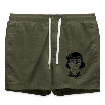 60s Love Sixties unisex Gesicht divers trans - Badeshorts - Olive - Vorne - AI Model Male 185 light (185cm)