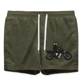 motorradfahrer - Badeshorts - Olive - Vorne - AI Model Male 185 light (185cm)
