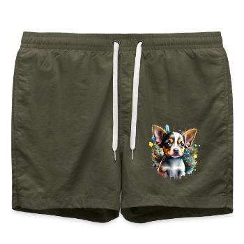 Chihuahua mit einer lebhaften und energischen Persönlichkeit - Badeshorts - Olive - Vorne - AI Model Male 185 light (185cm)
