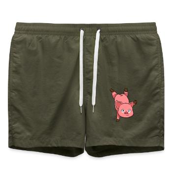 Pig Handstand - Badeshorts - Olive - Vorne - AI Model Male 185 light (185cm)