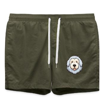 Polnischer Schäferhund Hunderasse Karikatur Kawaii Ill - Badeshorts - Olive - Vorne - AI Model Male 185 light (185cm)