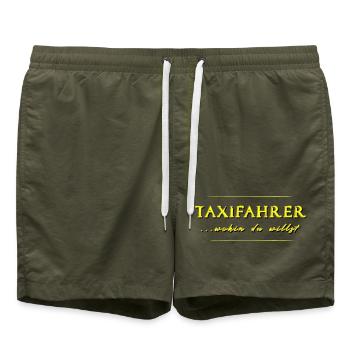 Taxifahrer Taxi Taxifahrerin - Badeshorts - Olive - Vorne - AI Model Male 185 light (185cm)