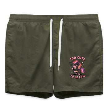Too Cute To Be Evil - Swim Trunks - olive - Front - AI Model Male 185 light (185cm)