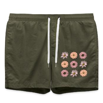 Blume pastell Blume Blumen pastell Blumen flieder - Badeshorts - Olive - Vorne - AI Model Male 185 light (185cm)