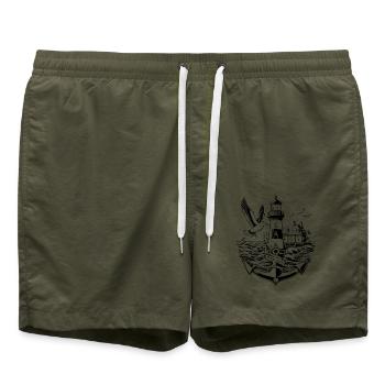Coastal Landscape Moin Moin 2 - Swim Trunks - olive - Front - AI Model Male 185 light (185cm)