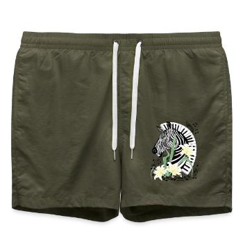 Klavier Zebra Piano Lilien Musik Keyboard Flügel - Badeshorts - Olive - Vorne - AI Model Male 185 light (185cm)
