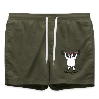 Fitness ScHoF - Badeshorts - Olive - Vorne - AI Model Male 185 light (185cm)