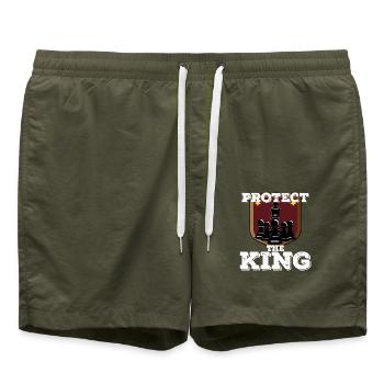 schach - Badeshorts - Olive - Vorne - AI Model Male 185 light (185cm)