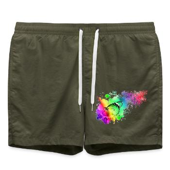Bunter Schmetterling - Badeshorts - Olive - Vorne - AI Model Male 185 light (185cm)