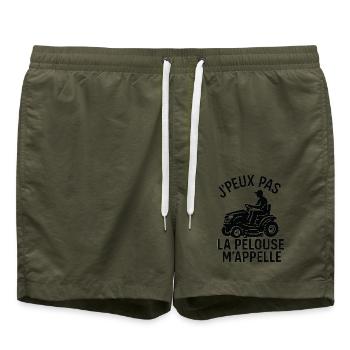 Ich kann nicht, der Rasen ruft mich - Badeshorts - Olive - Vorne - AI Model Male 185 light (185cm)