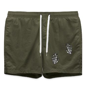 zwei skeletthände - Badeshorts - Olive - Vorne - AI Model Male 185 light (185cm)