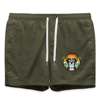 Entlebucher Sennenhund Rasse Cartoon Sonnenbrille - Badeshorts - Olive - Vorne - AI Model Male 185 light (185cm)