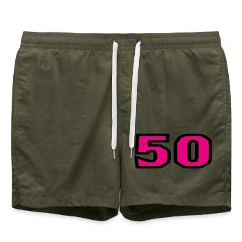 50. 50 JAHRE. 50-JÄHRIGES JUBILÄUM. 50-JÄHRIGES JUBILÄUM. - Badeshorts - Olive - Vorne - AI Model Male 185 light (185cm)