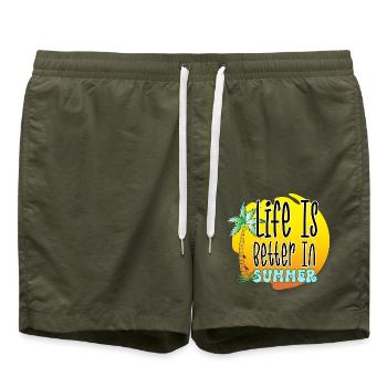Im Sommer ist das Leben besser - Badeshorts - Olive - Vorne - AI Model Male 185 light (185cm)