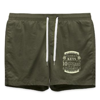 88 keys 10 fingers no problem Piano Klavier - Badeshorts - Olive - Vorne - AI Model Male 185 light (185cm)