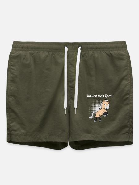 Ich liebe mein Fjordi Norweger Pferd Fjordpferd - Badeshorts - Olive