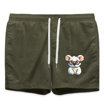 Koala trägt Brille Karikatur Kawaii Illustration - Badeshorts - Olive - Vorne - AI Model Male 185 light (185cm)